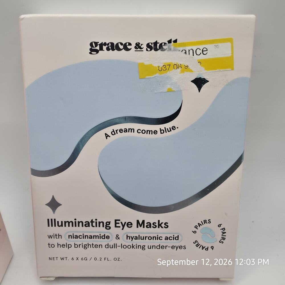 Lot Grace & Stella Blue Illuminating Eye Masks 6 CT BB 28 Dew It All Eye Cream - Picture 2 of 11